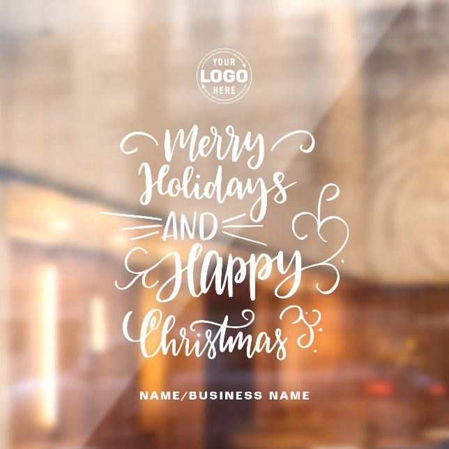 Calligraphic Merry Christmas Add Your Logo Window Cling (Sheet 2)