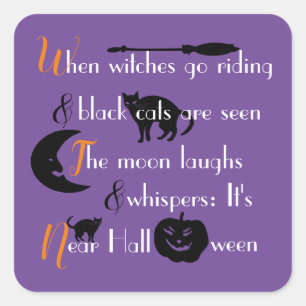 Calligraphic Traditional Halloween Poem Square Sticker