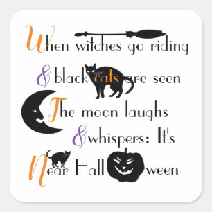 Calligraphic Traditional Halloween Poem Square Sticker