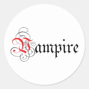 Calligraphic  Vampire Classic Round Sticker