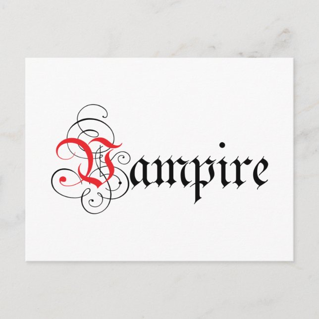 Calligraphic  Vampire Postcard (Front)