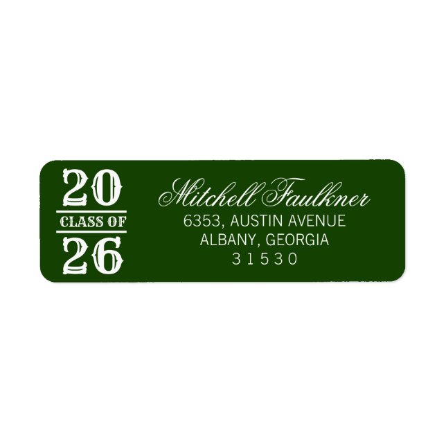 Calligraphy 2024 Graduation Green Return Address  (Front)