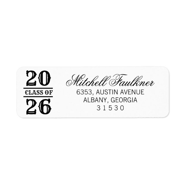 Calligraphy 2024 Graduation Return Address Label (Front)