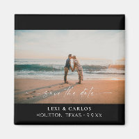 Calligraphy 2 Photo Save the Date Magnet