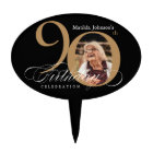 Calligraphy 90th Birthday Black Gold Custom Photo