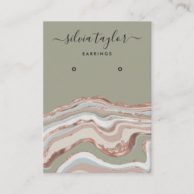 Calligraphy Agate modern Earring display card (Front)
