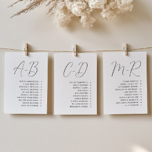 Calligraphy Alphabetical Wedding Seating Card