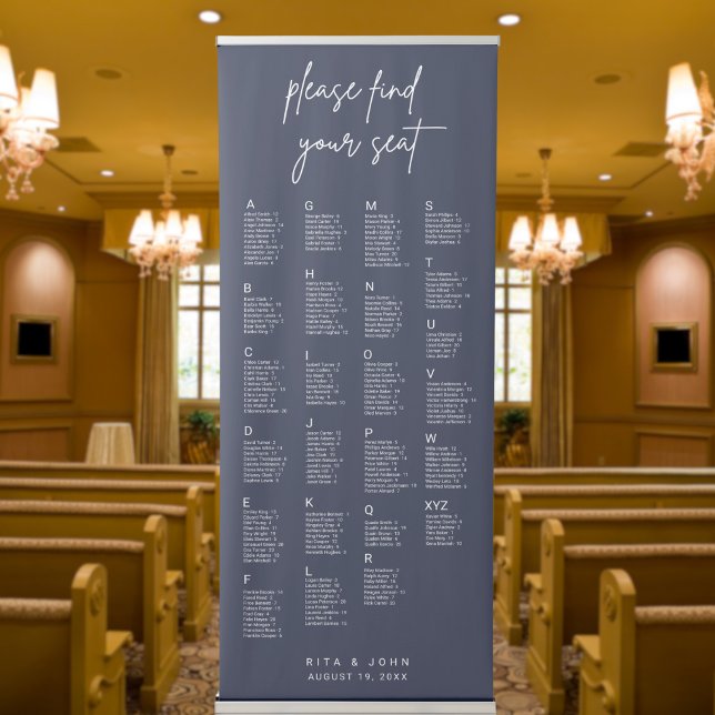 Calligraphy Alphabetical Wedding Seating Chart Retractable Banner (Creator Uploaded)