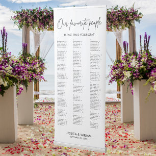 Calligraphy Alphabetical Wedding Seating Chart Retractable Banner