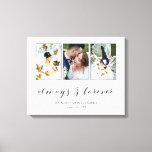 Calligraphy Always & Forever Wedding Photo Collage Canvas Print<br><div class="desc">Beautiful canvas print with a wedding photo collage with three of your photos inside thin grey frames on a white print. Always & forever written in a wonderful dark grey calligraphy script. Personalise with three wedding photos,  your names,  and wedding date!</div>