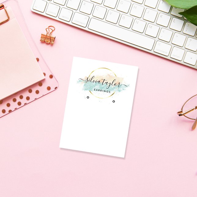 Calligraphy art Earring display card beige (Creator Uploaded)