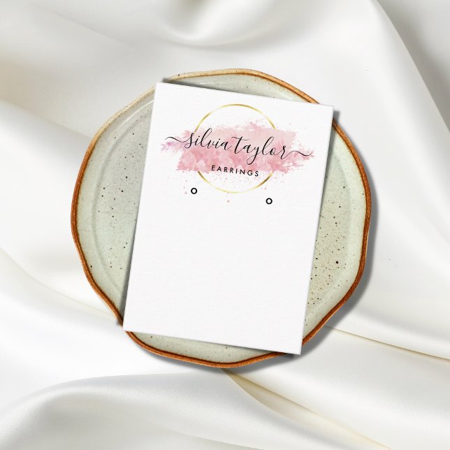 Calligraphy art Earring display card pink (Creator Uploaded)