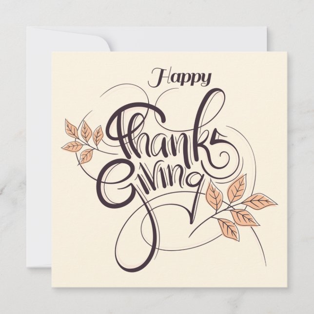 Calligraphy Autumn Thanksgiving Card (Front)