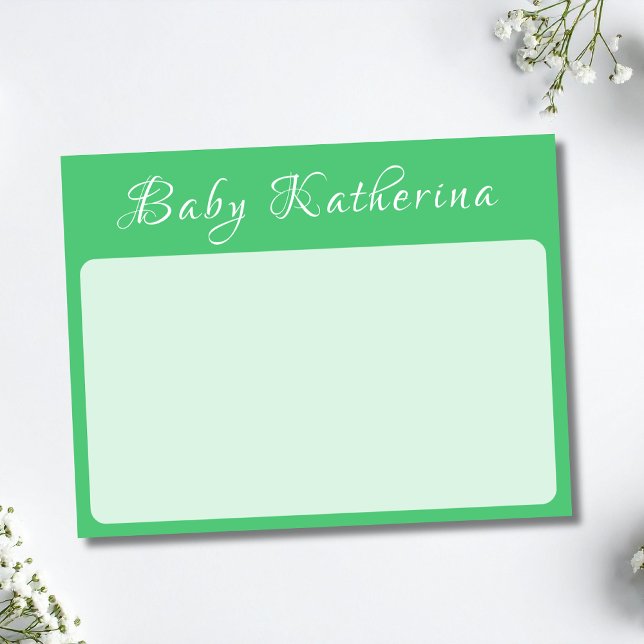 Calligraphy Baby Name Nursery Stationery Note Card (Creator Uploaded)