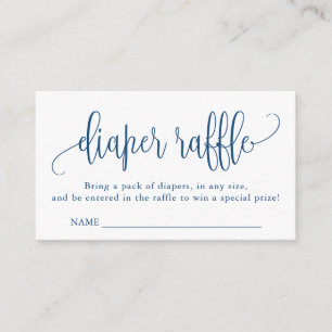 Calligraphy Baby Shower Diaper Raffle, Blue Enclosure Card
