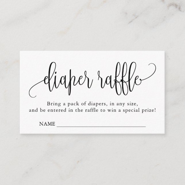 Calligraphy Baby Shower Diaper Raffle Enclosure Card (Front)