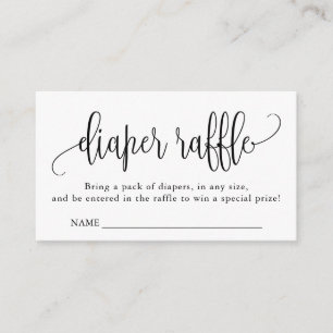 Calligraphy Baby Shower Diaper Raffle Enclosure Card