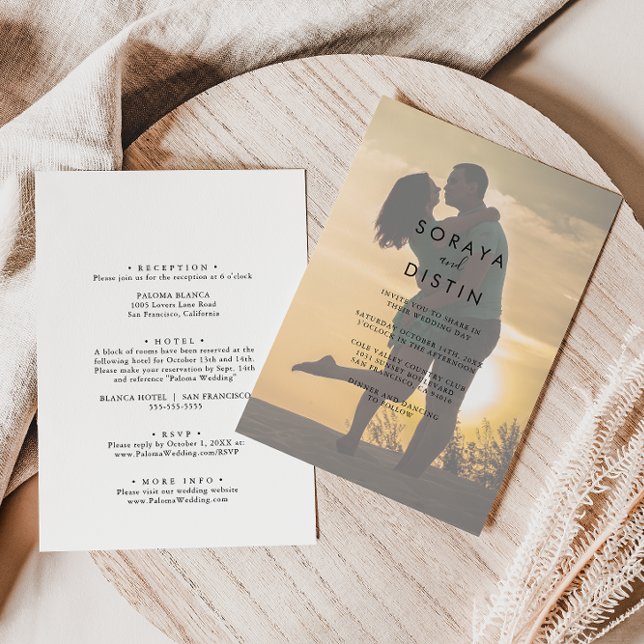 Calligraphy Back & Front Formal Photo Wedding   Invitation (Creator Uploaded)