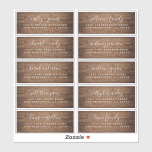 Calligraphy Barn Wood Wedding Guest Address Labels