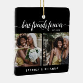 Calligraphy Best Friends Forever 4 Photo Collage Ceramic Ornament (Right)
