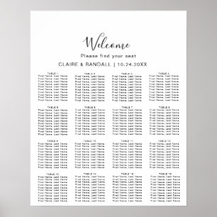 Calligraphy Black and Grey Wedding Seating Chart