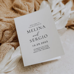 Calligraphy Black and White Folded Wedding Program Programme