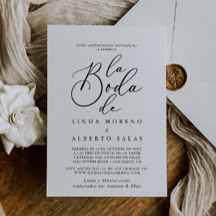 Calligraphy Black and White La Boda de Wedding Invitation