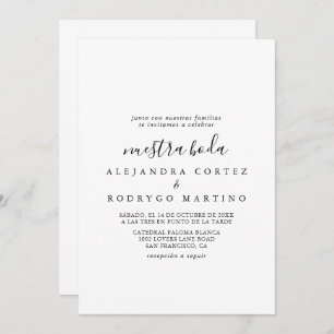Calligraphy Black and White Nuestra Boda Wedding  Invitation