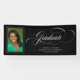 Calligraphy Black and White Photo Graduation Banner