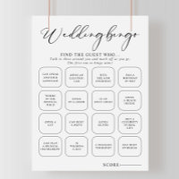 Calligraphy Black and White Wedding Bingo Game