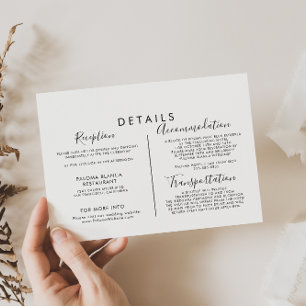Calligraphy Black and White Wedding Details Enclosure Card