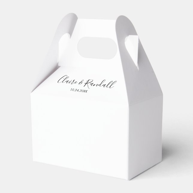 Calligraphy Black and White Wedding Favour Box (Front Side)