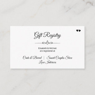 Calligraphy black and white wedding gift registry enclosure card