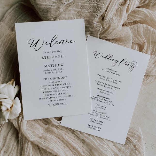 Calligraphy Black and White Wedding  Programme (Creator Uploaded)