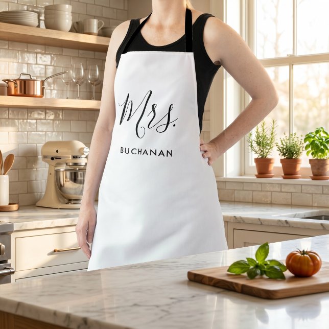 Calligraphy Black and White Women's Apron (Creator Uploaded)