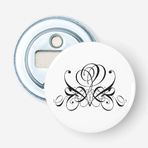 Calligraphy Black Rose Wedding Bottle Opener