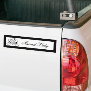Calligraphy Black Rose Wedding Bumper Sticker