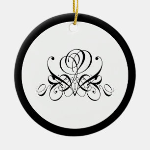 Calligraphy Black Rose Wedding Ceramic Tree Decoration