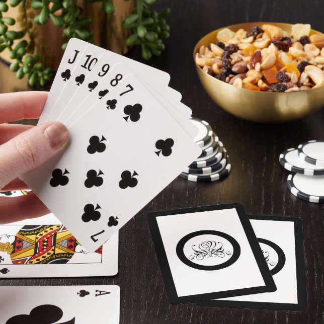 Calligraphy Black Rose Wedding Playing Cards (In Situ)