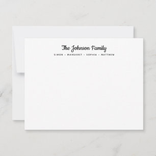 Calligraphy Black Script Family Name Stationery Card