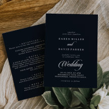 Calligraphy Black White Front and Back Wedding