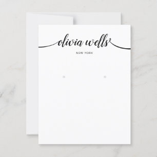 Calligraphy Black White Large Earring Display Invitation