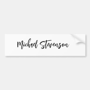 Calligraphy Black White Personalised Plain Modern Bumper Sticker