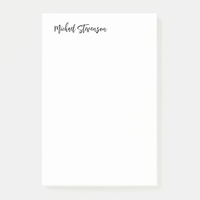 Calligraphy Black White Personalised Plain Modern Post-it Notes (Front)