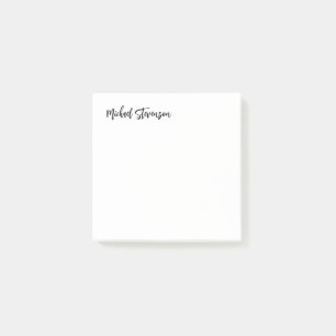 Calligraphy Black White Personalised Plain Modern Post-it Notes