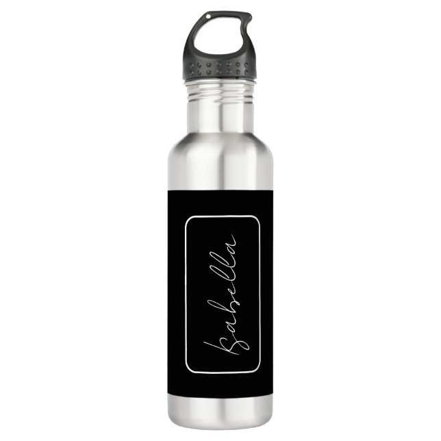 Calligraphy Black White Plain Creative Modern Name 710 Ml Water Bottle (Front)
