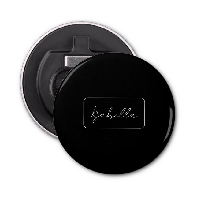 Calligraphy Black White Plain Creative Modern Name Bottle Opener (Front)