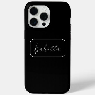 Calligraphy Black White Plain Creative Modern Name iPhone 15 Pro Max Case