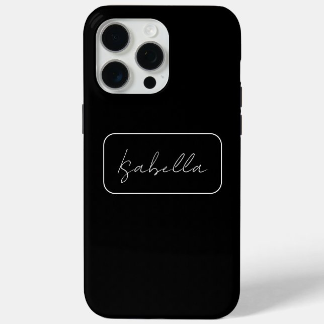 Calligraphy Black White Plain Creative Modern Name Case-Mate iPhone Case (Back)