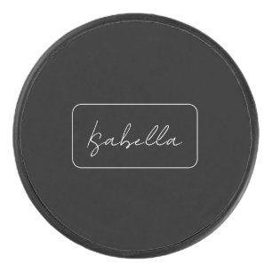 Calligraphy Black White Plain Creative Modern Name Hockey Puck